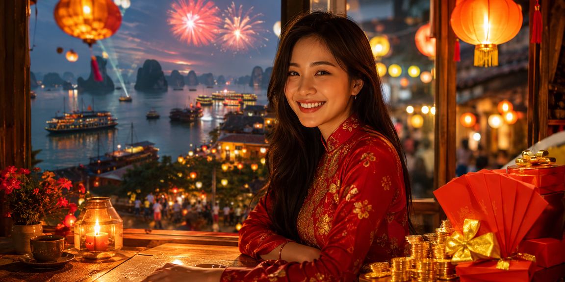 Phong bì đỏ may mắn và thưởng tiền cá cược tại quán cà phê Hội An dịp lễ